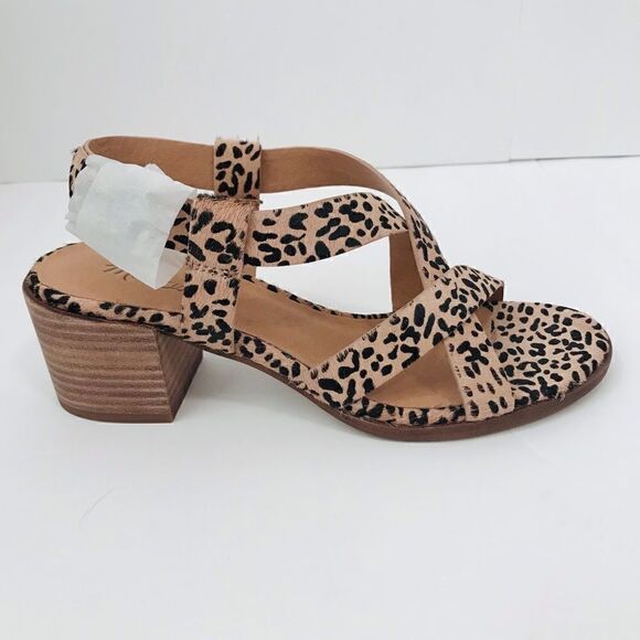 New! Madewell The Alyssa Sandal Leather Leopard Spotted Calf Hair Block Sandals - Picture 2 of 14